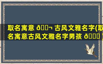 取名寓意 🐬 古风文雅名字(取名寓意古风文雅名字男孩 💐 )
